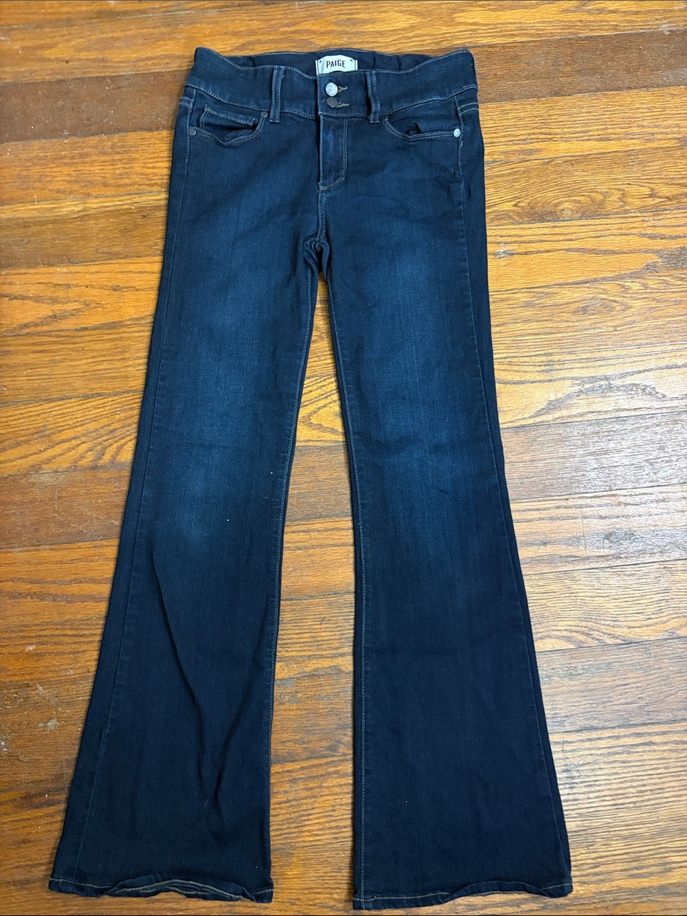 PAIGE Hidden Hills Bootcut Jeans Dark Wash Double Button Size 27
